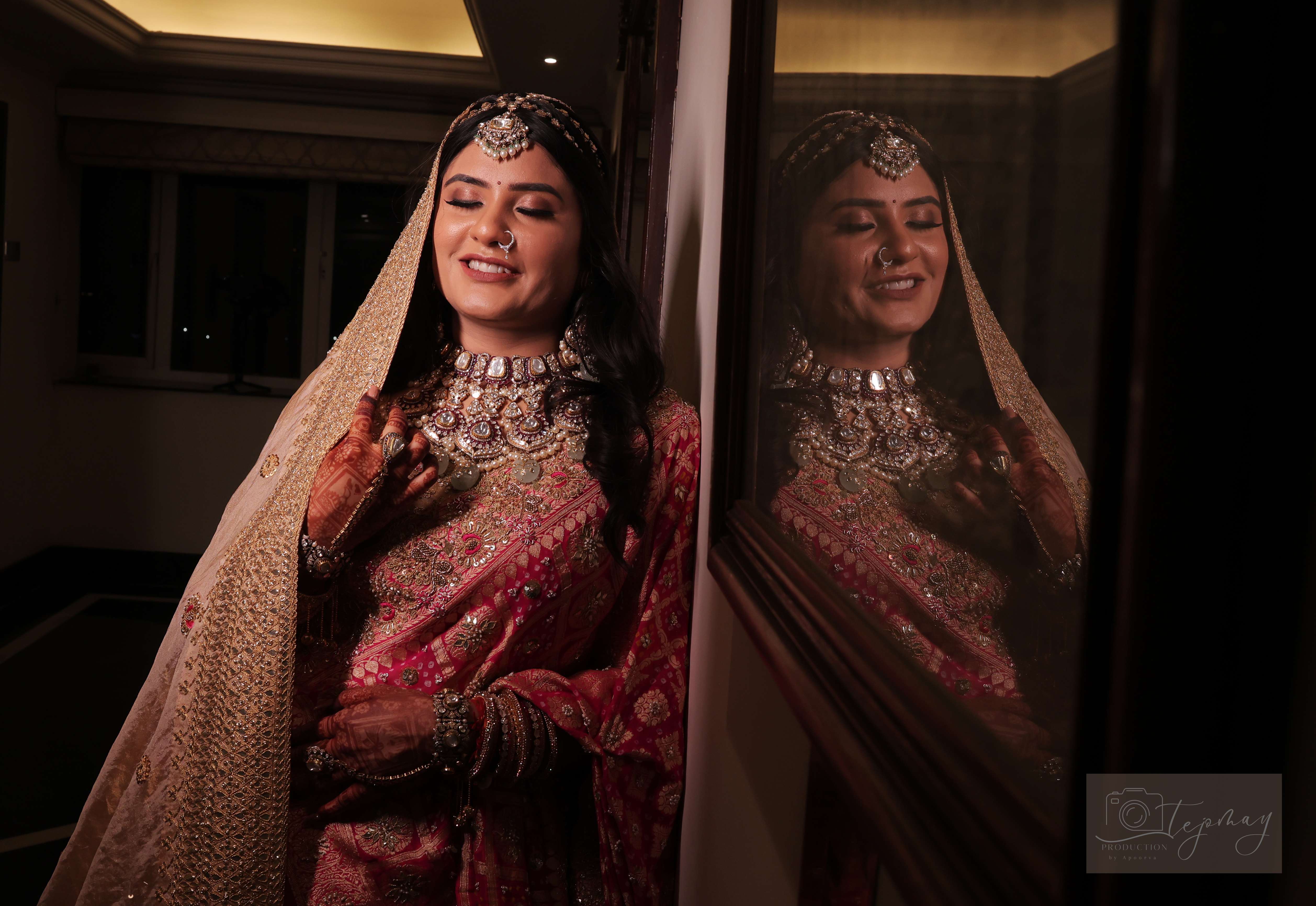 Bride in traditional red attire